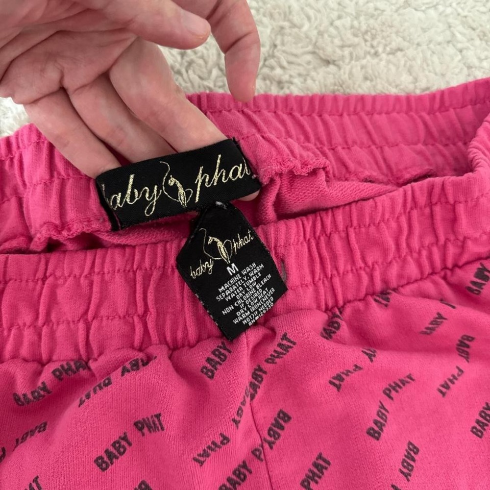 Baby phat y2k Pink joggers with black all over logo